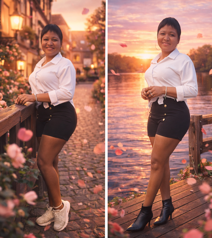 Ethel in a blue outfit